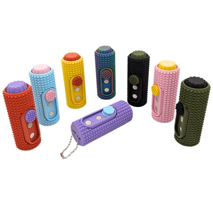 Set of colorful textured keychains on a white background